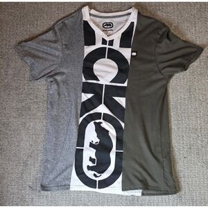 Ecko Unltd Mens Short Sleeve Center Rep V-Neck T-Shirt Gray Size Medium